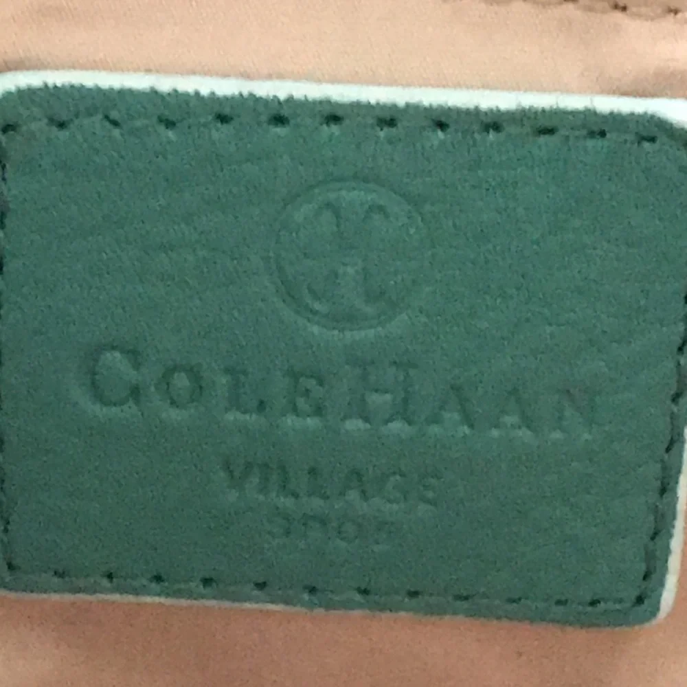 Cole Haan Leather Villager Bag Womens Teal Blue Barrel Satchel Purse - Picture 8 of 10